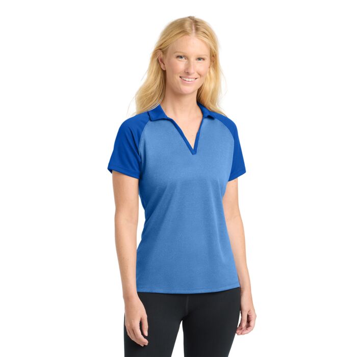Ladies RacerMesh Raglan Heather Block Polo Thumbnail