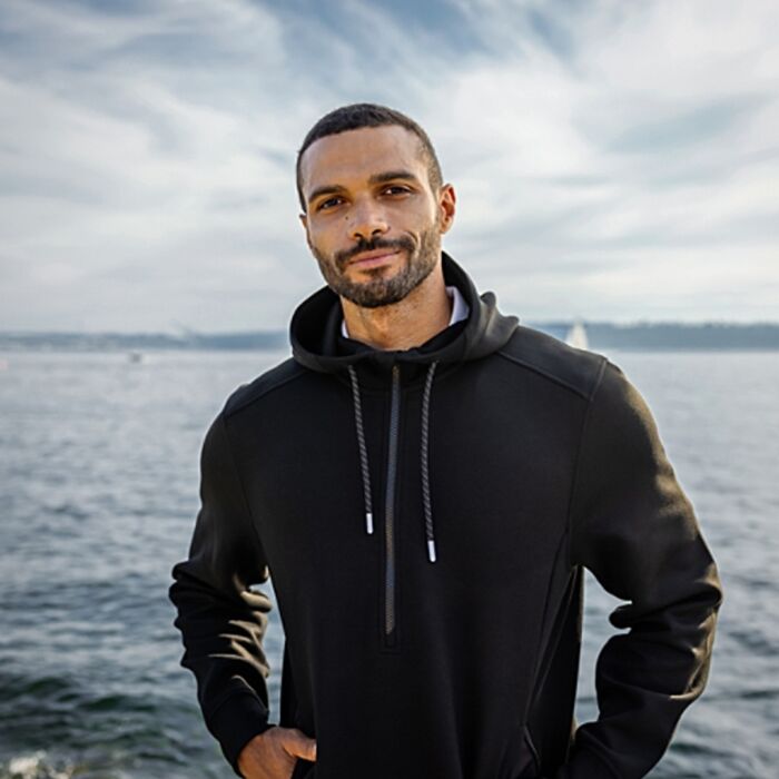 Cutter & Buck Roam Eco Half Zip Recycled Mens Hooded Pullover Thumbnail