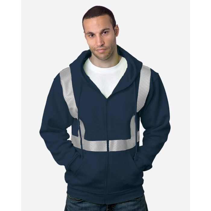 USA-Made Hi-Visibility Full-Zip Hooded Sweatshirt - Segmented Tape Thumbnail