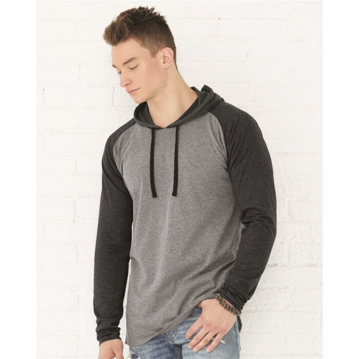 Men's Fine Jersey Hooded Long Sleeve Raglan T-Shirt Thumbnail
