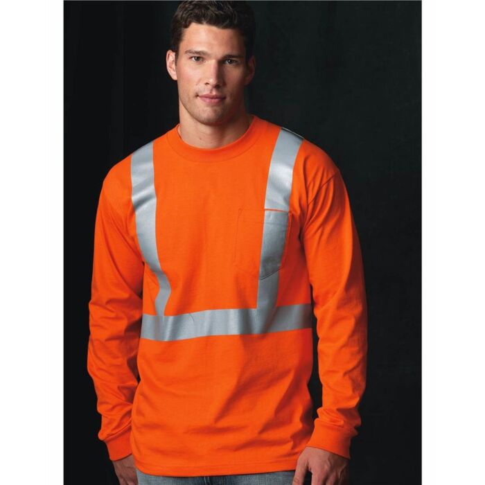 Unisex USA-Made High Visibility Long Sleeve Pocket T-Shirt Thumbnail