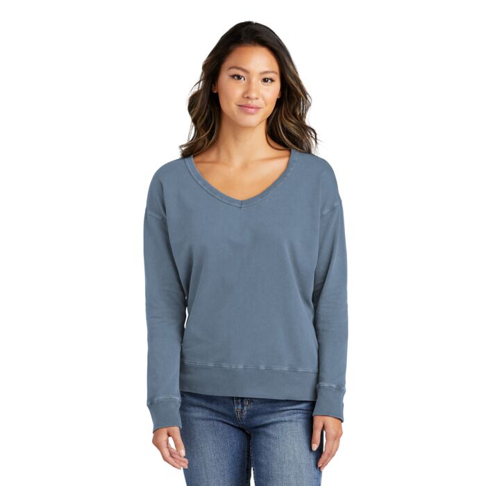 Ladies Beach Wash ® Garment Dyed V Neck Sweatshirt Thumbnail